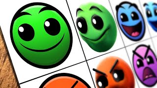 Drawing GEOMETRY DASH Difficulty Faces ORIGINAL VS  3D / How to color GEOMETRY DASH