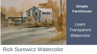 Watercolor Tutorial, "Simple Farmhouse"  Narrated Step by Step Tutorial Tutorial