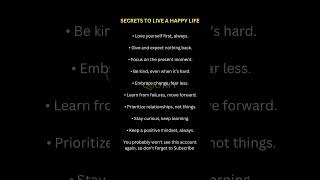 Secrets To Live A Happy Life Save For Later #motivation #fyp