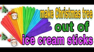 Make Christmas tree out of ice cream sticks/صنع شجره الكريسماس من اعواد الايس كريم اصنعيها بنفسك