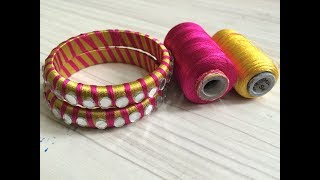 How To Make Silk Thread Mirror Bangles