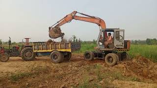 Excavator loading large mud on tractor🚜 trolley with amazing effects