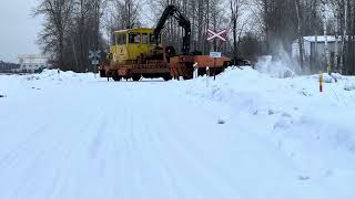 Дрезина ТКА-6-158 близ ст. Ахтме чистит снег/ TKA-6-158 draisine cleaning snow near Ahtme station