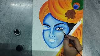 Krishna painting🎨 on canvas- part1