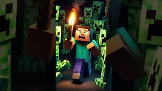 Minecraft Village Under Creeper Attack #minecraft #minecraft steve #minecraftcreeper #aigenerated