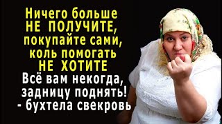 - Ничего больше НЕ ДАМ вам, покупайте! - возмутилась СВЕКРОВЬ, - Раз НЕ ХОТИТЕ помогать!