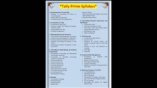 *TALLY PRIME SYLLABUS* #tallyprime #shorts  #youtubeshorts