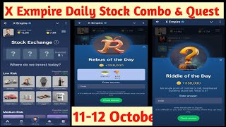 11-12 October X Empire Daily Combo ||Riddle Of The Day || Rebus Of The Day