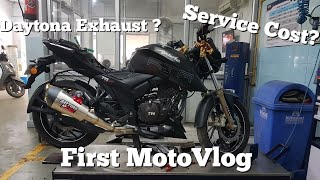 My First MotoVlog | Apache RTR 200 Service Cost | Daytona Exhaust 🔥🔥🔥