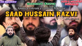 Happy Birthday Saad Hussain Razvi Status 2024 | Saad Hussain Razvi Status| Tlp Status|Islamic Status