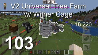 Minecraft Bedrock Tutorials(103) - How to build a V2 Universal Tree Farm w/ Wither Cage (1.16.220)