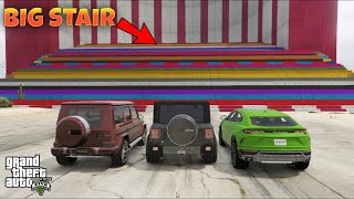 GTA 5 :  INDIAN CARS VS SUPER CARS BIG STAIR CLIMBING CHALLENGE