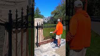 Painting metal driveway gates and booking another job #paintingmetal #rustoleum #diy