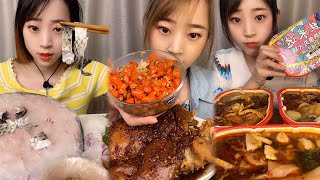 Crispy Giant Shrimp Cutlets | Garlic chili eating show | spicy hot pot with alots off chili 🌶️🔥🥵