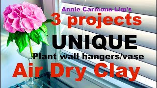 Air Dry Clay -UNIQUE Plant hangers and vase. ORIGINAL designs! easy to make. No baking needed.