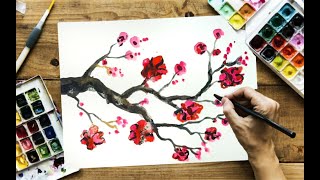 Painting HACK || erry Blossom Watercolor Painting Tutorial