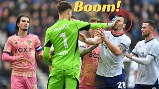 Illan Meslier sees red for pushing Milutin Osmajic! | Meslier red card | Preston vs Leeds United