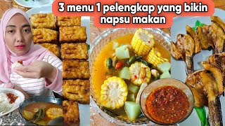 Masak 3 menu masakan harian ada sayur asem, tpe goreng, ikan asin gabus goreng pelengkap nya sambal