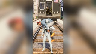 Spider-Man Gets Hit By Train With a Civilian  #marvel #spiderman #spiderman2