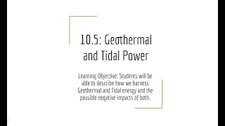 10.5 Geothermal and Tidal Power