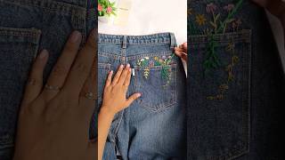 Embroidery on jeans  #youtubeshorts #embroiderytutorial  #fashion #embroidery