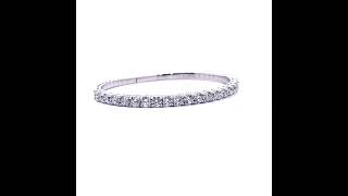 Fine Quality 6 Carat Diamond Tennis Bangle Bracelet in 14k White Gold; Excellent Craftsmanship