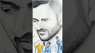 ms dhoni drawing🎨🖌️// csk 👑🦁💛#shorts #youtubeshort #potrait  #drawing #sketch