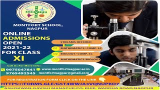 ONLINE ADMISSIONS OPEN FOR CLASS XI 21-22 (SCIENCE STREAM) AT MONTFORT SCHOOL, NAGPUR