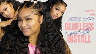 MY FIRST GLUELESS INSTALL | Pre-Twisted, Pre-Plucked & Pre-Cut 13x6 Frontal Wig | West Kiss Hair