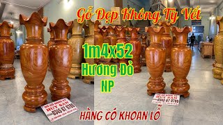 Lục Bình 1m4 Gỗ Hương Đỏ Nam Phi Gỗ Đẹp Không Tỳ Vết, Hàng Đã Khoan Cả Lỗ