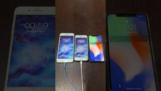 iPhone 7 Plus on iOS 15 vs iPhone 8 on iOS 16 vs iPhone X on iOS 14 boot up test #shorts #iphone