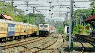 12052 Mumbai Janshatabdi Exp Overtakes 16338 Ernakulam Okha Exp At Karmali:Konkan Railway