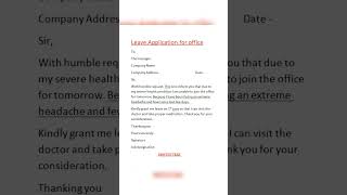 #shorts leave application for office