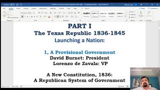 Texas  From Nationhood to Statehood 1836 1860 Session # 1