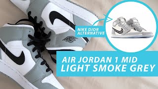 AIR JORDAN 1 MID LIGHT SMOKE GREY | Poor Man's Nike Air Jordan 1 Dior Review + Unboxing