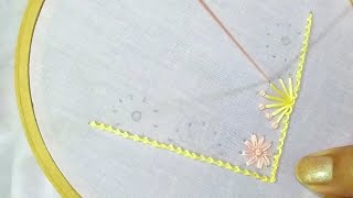 An easy corner design with reversible Lazy Daisy stitch