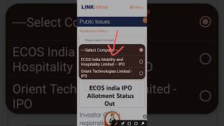 ECOS India Mobility IPO allotment Status Out #ipo #ECOS #ipoallotment  #shorts #sharemarket