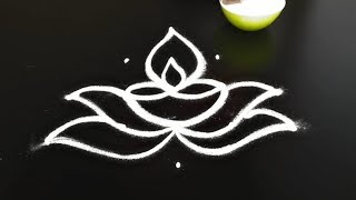 2 pretty & beautiful deepam rangoli || daily kolam designs with dots || easy muggulu