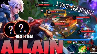 Allain Best Item For Sustain War (1Vs5 GASS!!) | Allain Honor Of Kings Gameplay