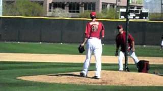 Kam Mickolio pitching in spring training, 22nd February, 2011