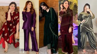 Winter dress designing ideas | Latest Winter Velvet Dress designs 2023