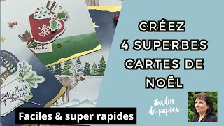 Créez 4 superbes cartes de Noël avec le lot Éphémère de Stampin' Up! #diy #carterie #jardindepapier