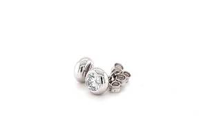 STERLING SILVER ROUND BRILLIANT RUB-OVER/BEZEL SET STUD EARRINGS