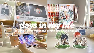 🍧 manga shopping & haul, genshin standees, jujutsu kaisen shirts, watching anime ー vlog ep. 9