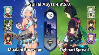 C0 Mualani Burnvape & C2 Tighnari Spread - Spiral Abyss 4.8 Floor 12 Genshin Impact