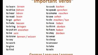 wichtige Verben - important verbs in German - www.germanforspalding.org