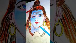 Lord Mahadev and Lord Hanumanji face Drawing with colours/pencil 😊 #shorts #hanumanji #mahadev #art