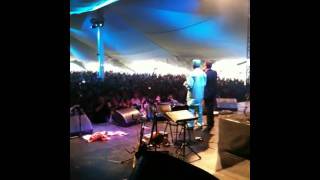 Peter Gabriel presents Justin Adams & Juldeh Camara with their Songlines Music Award at WOMAD 2010