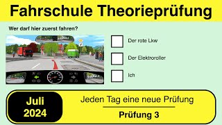 🚘 Führerschein Theorieprüfung Klasse B 🚗 Juli 2024 - Prüfung 3 🎓📚