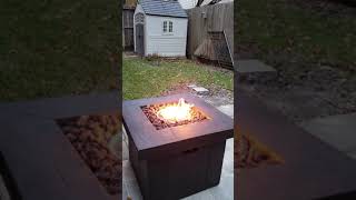 Noble House Anchorage Wood Finish Square Gas Outdoor Fire Pit